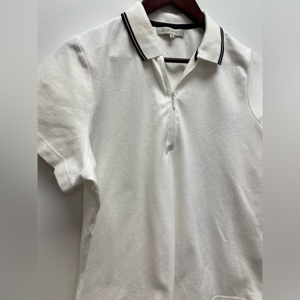 4 for $25 🤍 AE Sports Collared Crisp White 1/3 Zip Polo Top 🤍- 1X - Picture 2 of 6